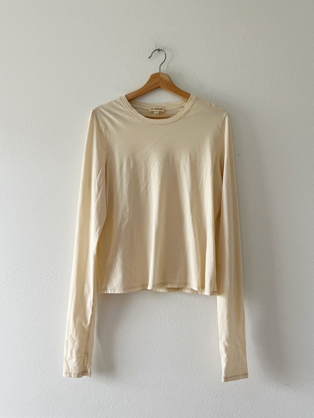 GRLFRND | Extra Long Sleeve Tee in Cream | XL